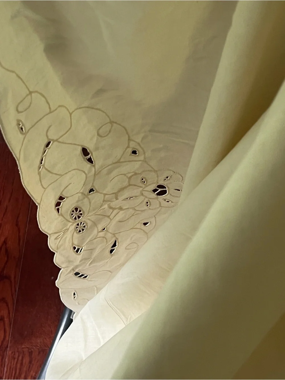Embroidered Cream Bedskirt/ Firm Price